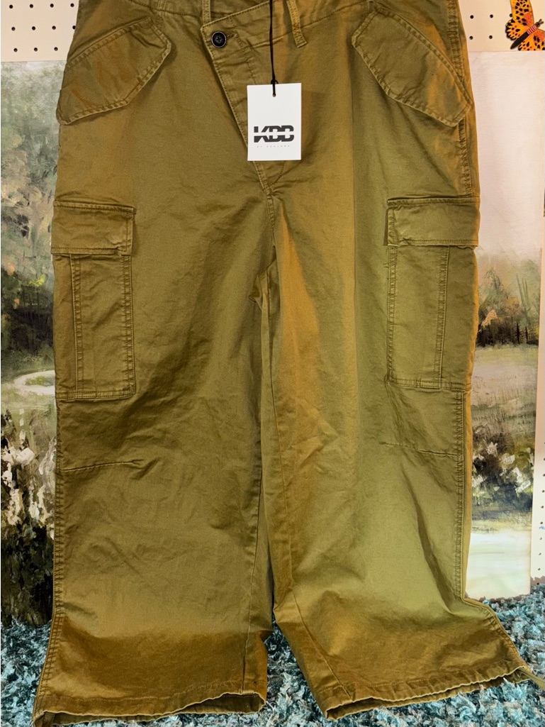 Casual Utility Pants With Hang Tag  Mustard Green